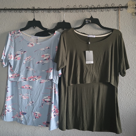 Stylish Floral, Black, and Olive Green Women's Maternity Tees - Picture 2 of 5